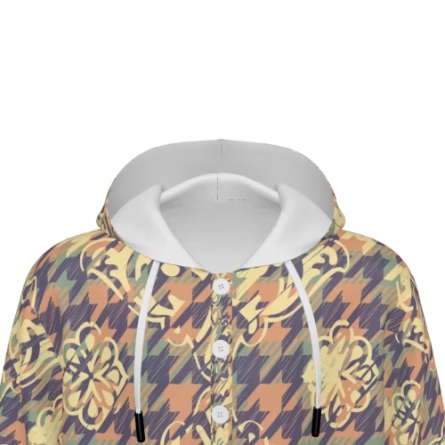 Man's Half Button Hooded Long Sleeve Sweatshirt