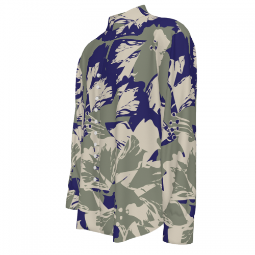 Mandarin Collar Multi-Button Long Sleeve Shirt