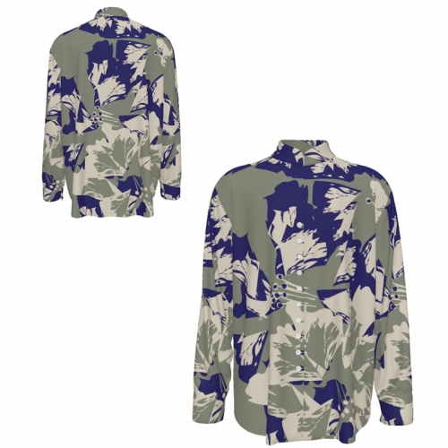 Mandarin Collar Multi-Button Long Sleeve Shirt