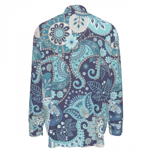 Mandarin Collar Multi-Button Long Sleeve Shirt