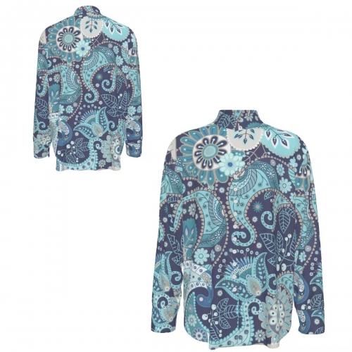 Mandarin Collar Multi-Button Long Sleeve Shirt