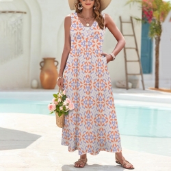 Women's Sleeveless V-Neck Maxi Dress