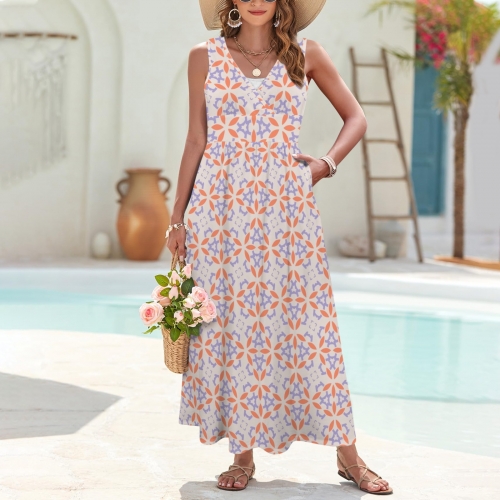 Women's Sleeveless V-Neck Maxi Dress