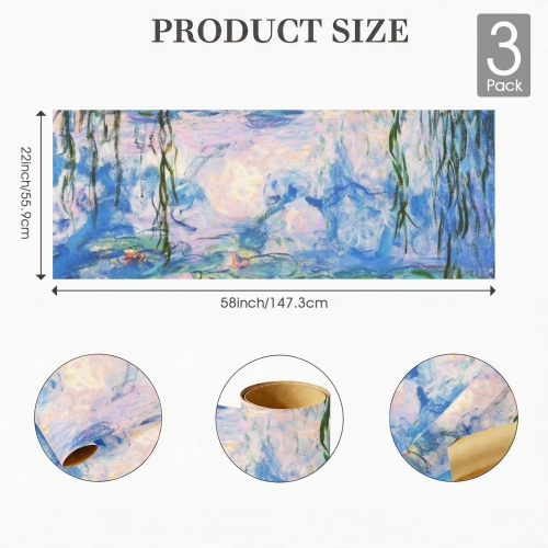 Gift Wrapping Paper-Kraft Paper 58" x 22" (3 Rolls) | Ships from USA