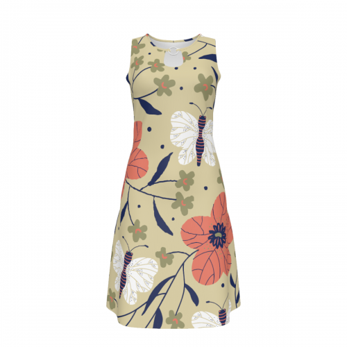Women's Metal Ring Neck Sleeveless Dress