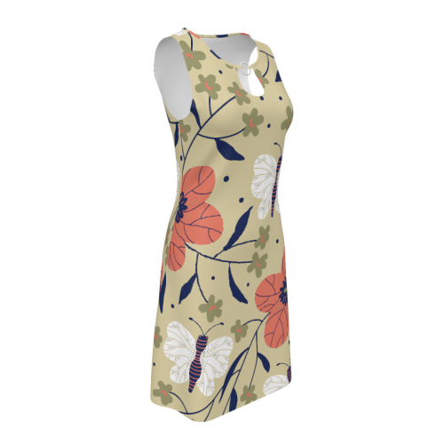 Women's Metal Ring Neck Sleeveless Dress