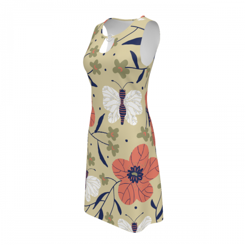 Women's Metal Ring Neck Sleeveless Dress