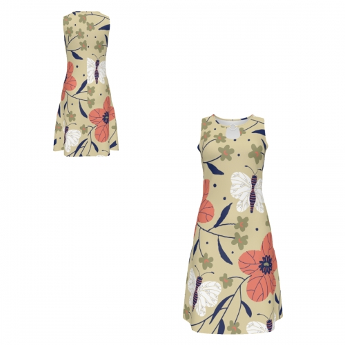 Women's Metal Ring Neck Sleeveless Dress
