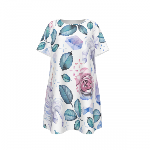 Women’s Crew Neck Short Sleeve Dress With Pocket