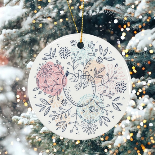 Round Ceramic Ornament ( One Side ) | Ships from USA