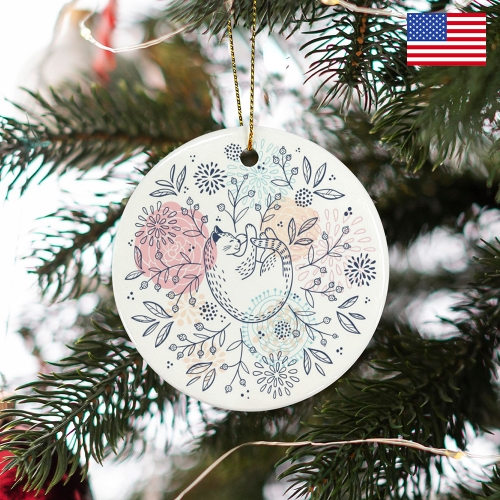 Round Ceramic Ornament ( One Side ) | Ships from USA