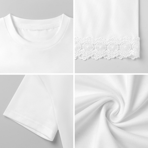 Children's Lace-Hem Short Sleeve T-Shirt