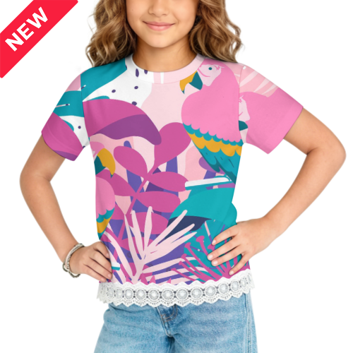 Children's Lace-Hem Short Sleeve T-Shirt