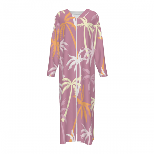 Women's Long Sleeve V-Neck Zip-Front Maxi Dress