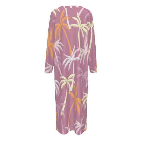 Women's Long Sleeve V-Neck Zip-Front Maxi Dress