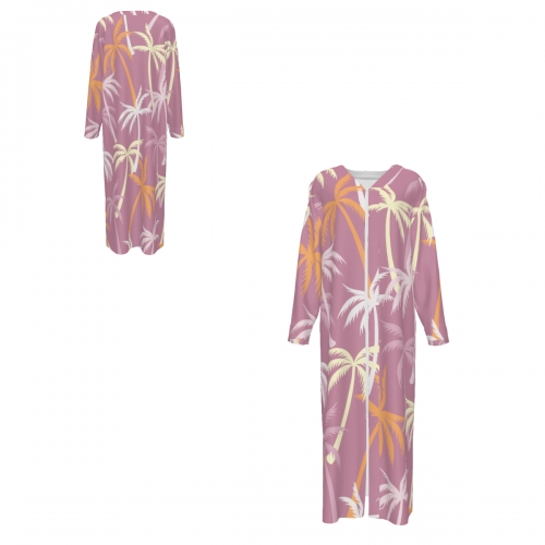 Women's Long Sleeve V-Neck Zip-Front Maxi Dress