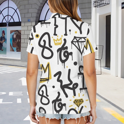 Custom Women's Zipper Polo Shirt ( Model T88 )