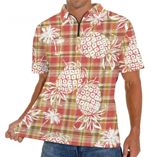 Custom Men's Zipper Polo Shirt ( Model T88 )
