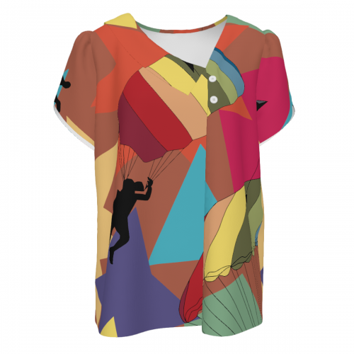 Women's Asymmetrical Neckline Short Sleeve Shirt