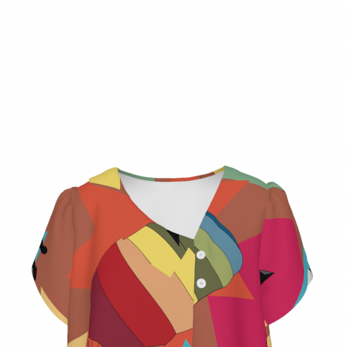 Women's Asymmetrical Neckline Short Sleeve Shirt