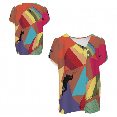 Women's Asymmetrical Neckline Short Sleeve Shirt