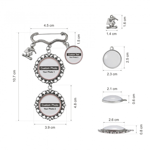 Personalized Graduation Photo Pin（Three Images）