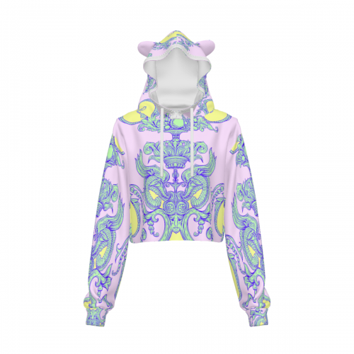 Women's Cat Ear Hoodie With Bare Midriff