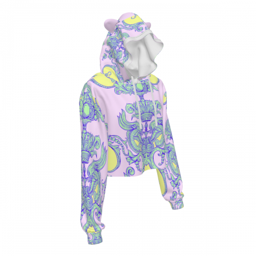 Women's Cat Ear Hoodie With Bare Midriff