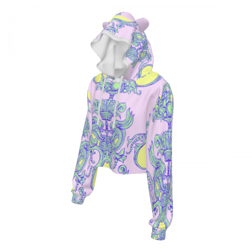 Women's Cat Ear Hoodie With Bare Midriff