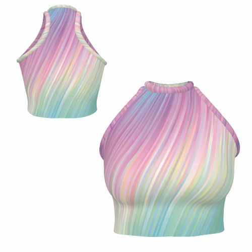 Women's Sleeveless High Neck Crop Tank Top
