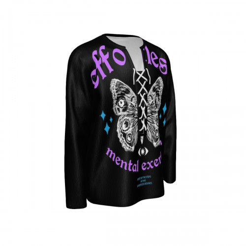 Men's Long-Sleeve T-Shirt with Front Drawstring
