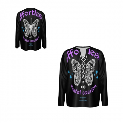Men's Long-Sleeve T-Shirt with Front Drawstring