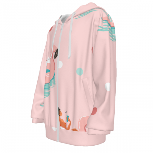 Children's Hooded Zip-Up Sweatshirt with Drawstrings