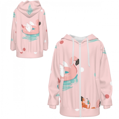 Children's Hooded Zip-Up Sweatshirt with Drawstrings