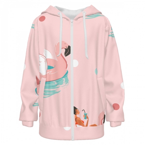 Children's Hooded Zip-Up Sweatshirt with Drawstrings