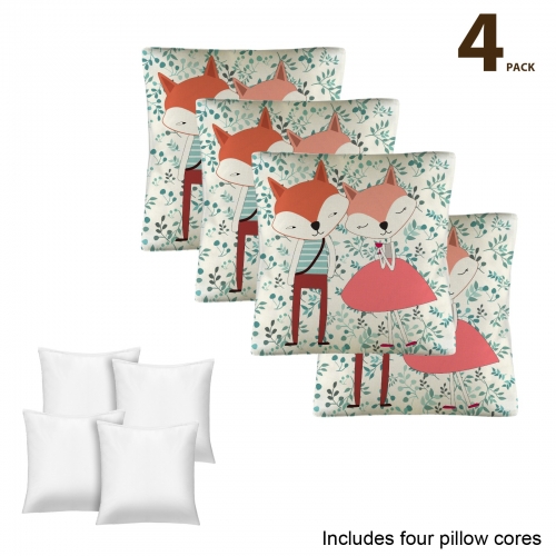 Linen Pillow 18" x 18" (Set of 4) | Ships from USA
