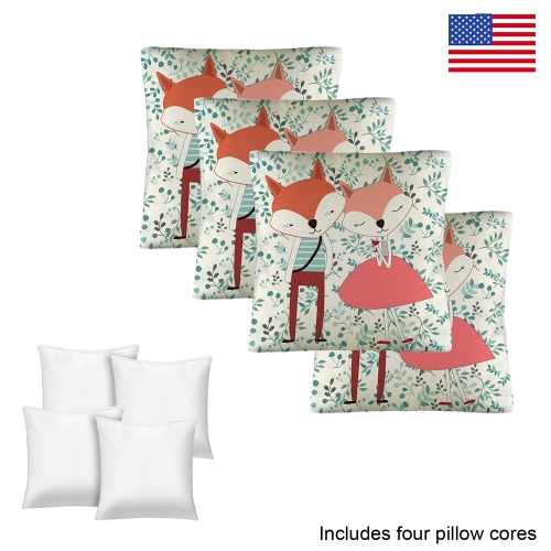 Linen Throw Pillow 18" x 18" (Set of 4) | Ships from USA