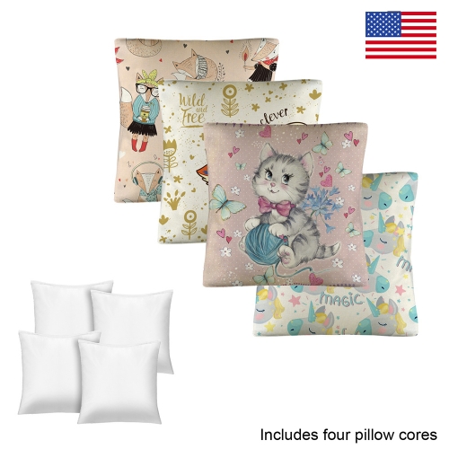 Linen Throw Pillow 18" x 18"(Customized Separately in Sets of 4) (US Fulfillment - Long Island)
