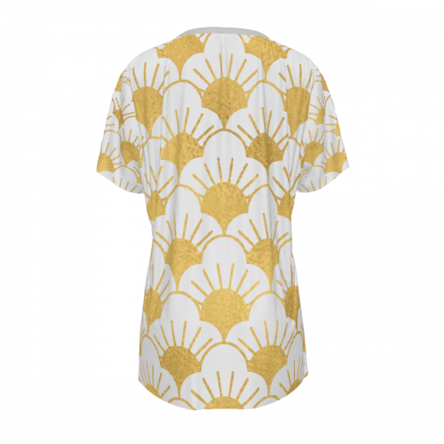 Women's V-Neck Short Sleeve Shirt with Pockets