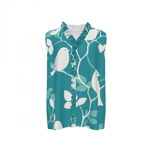 Women's Ruffle V-Neck Blouse Sleeveless