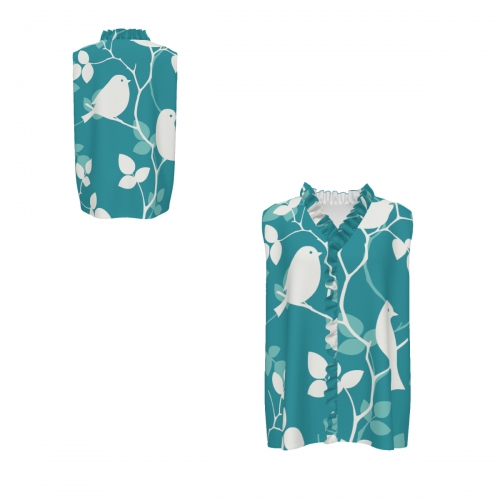 Women's Ruffle V-Neck Blouse Sleeveless
