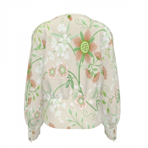 Women's Silk Velvet V-Neck Long Sleeve Shirt