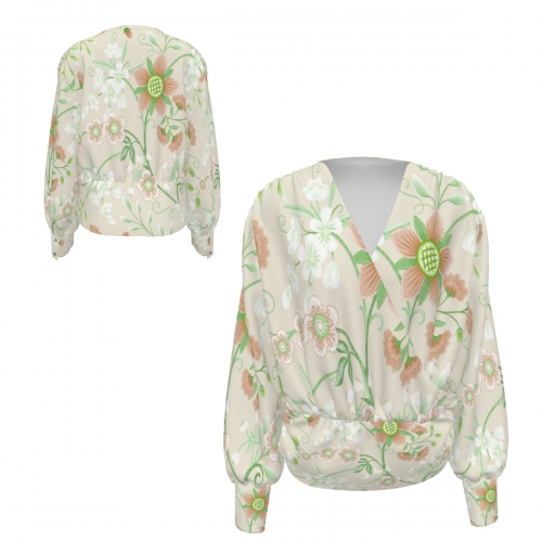 Women's Silk Velvet V-Neck Long Sleeve Shirt