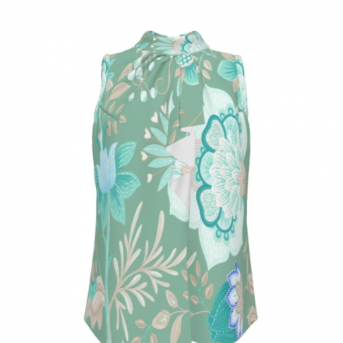 Women's Sleeveless Pleated Sash Top