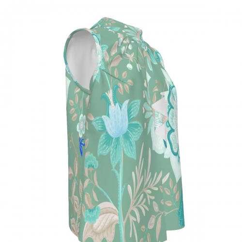 Women's Sleeveless Pleated Sash Top