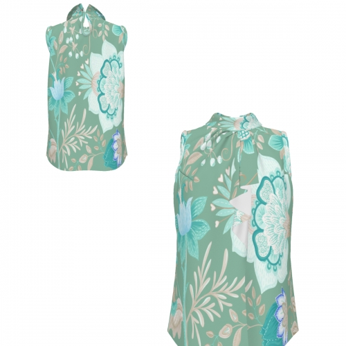 Women's Sleeveless Pleated Sash Top