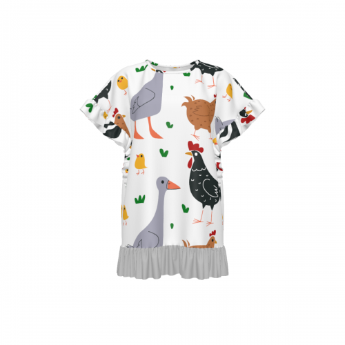 Women's Round Neck Ruffle Hem Top