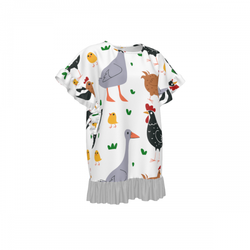 Women's Round Neck Ruffle Hem Top
