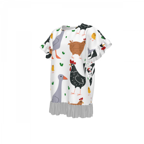 Women's Round Neck Ruffle Hem Top