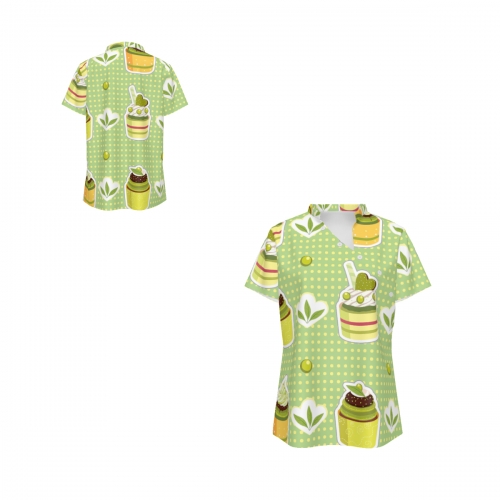 Women's Asymmetrical V-Neck T-Shirt with Buttons